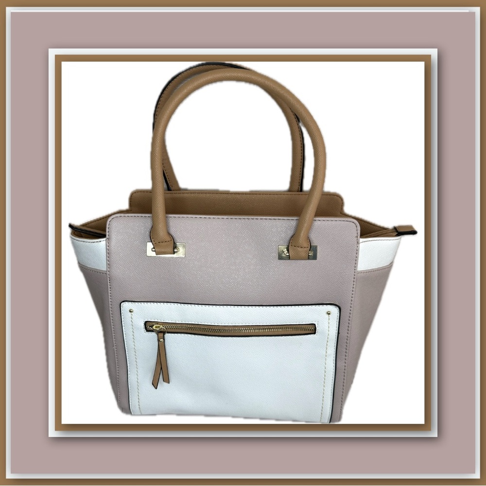 2-Piece Color Block Tote Bag with Matching Pouch – NWOT